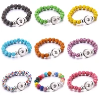 18mm snap button jewelry crystal ball charm beaded elastic bangle women fashion snap button bangle gift 2 16 inch diameter