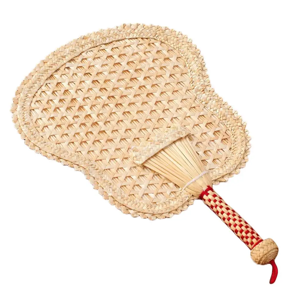 1 Pcs Pure Hand-Woven Wheat Straw Fan Old Man Summer Natural Hand Fan Environmentally Friendly Hand-Woven Fan Decoration Heart