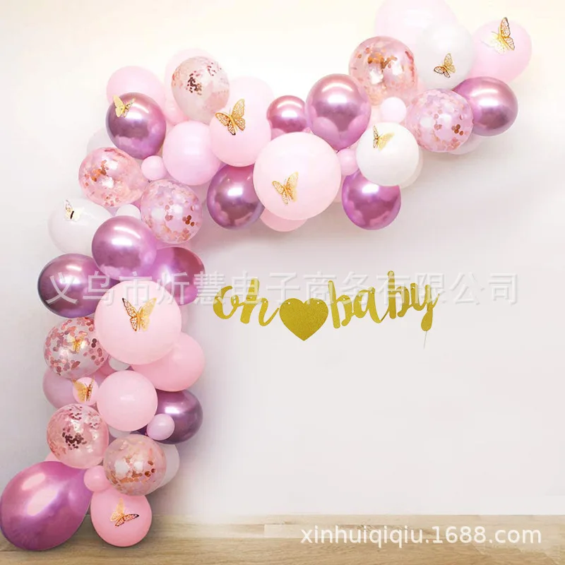 

118 шт./компл. комплект детской бабочки, хромированный золотой белый розовый воздушный шар, арка для украшения Baby Shower, товары для свадебной ве...