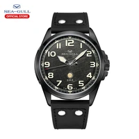 seagull 43mm pilot watch vintage military enthusiasts mens automatic mechanical watches nylon strap luminous 10bar 6107