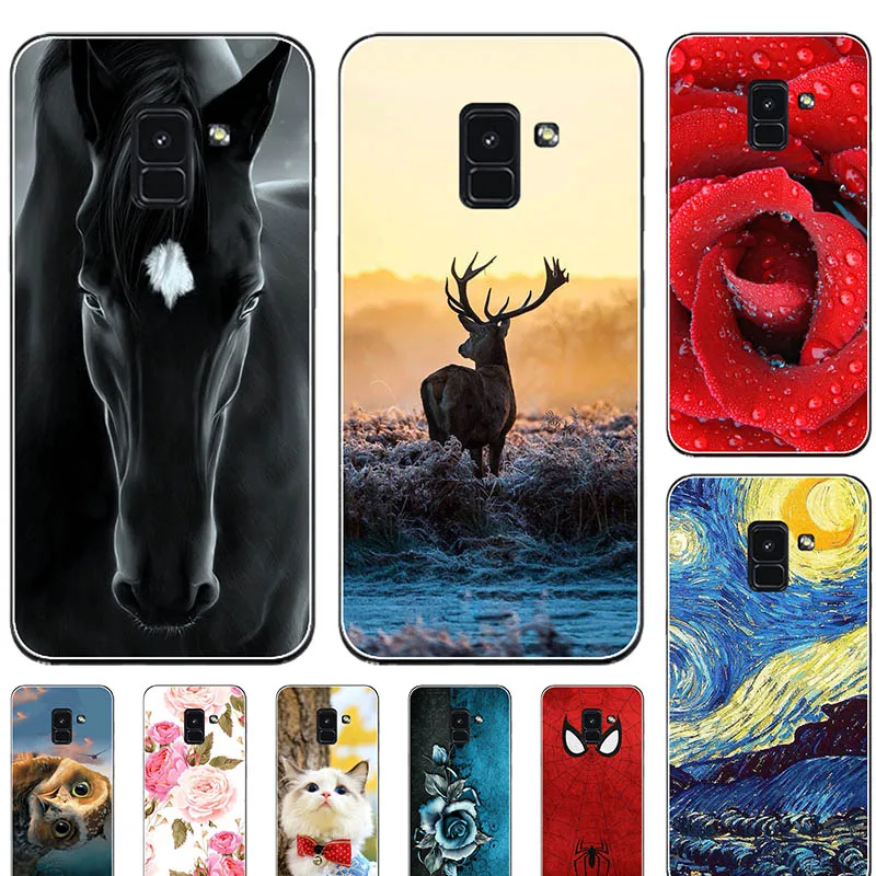 Стильный Чехол для Samsung Galaxy A5 2018 A 5 A530F A8 с принтом кота в рельефной анимационной графике.