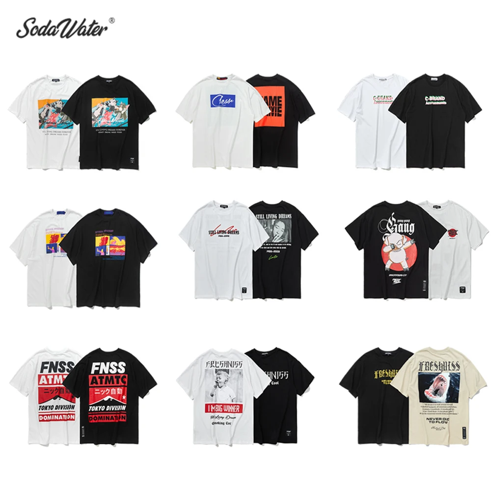 Мужская футболка с принтом SODAWATER Повседневная Свободная коротким рукавом из 100%