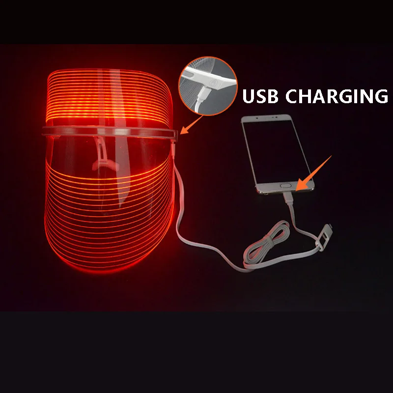 Светодиодная фотонная маска для лица косметическая терапия омоложение