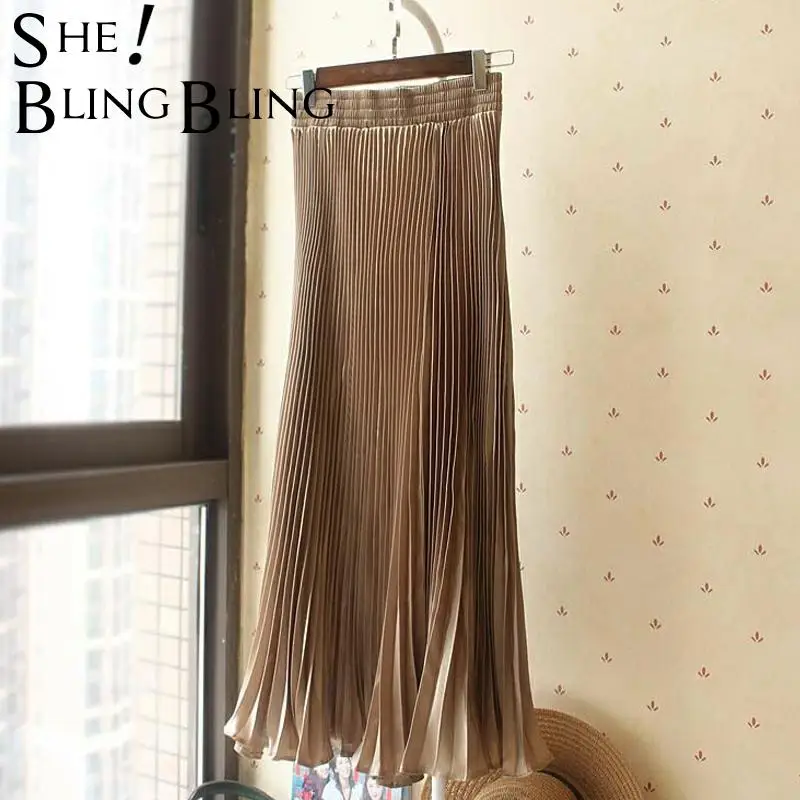 Женская плиссированная юбка макси с оборками на подоле эластичная длинная