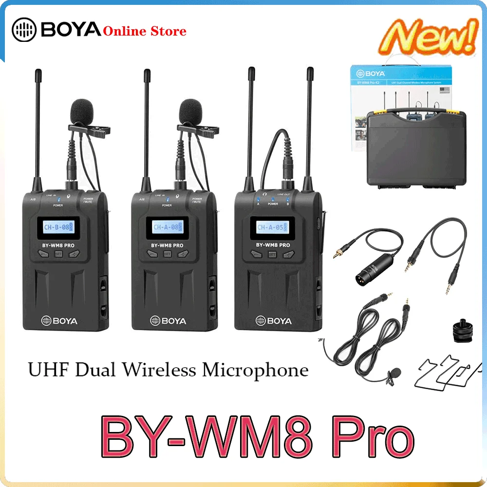 

BOYA BY-WM8 Pro K1 K2 BY-WM4 pro UHF Dual Wireless Microphone Interview Mic for iPhone for pc DSLR Video Camera