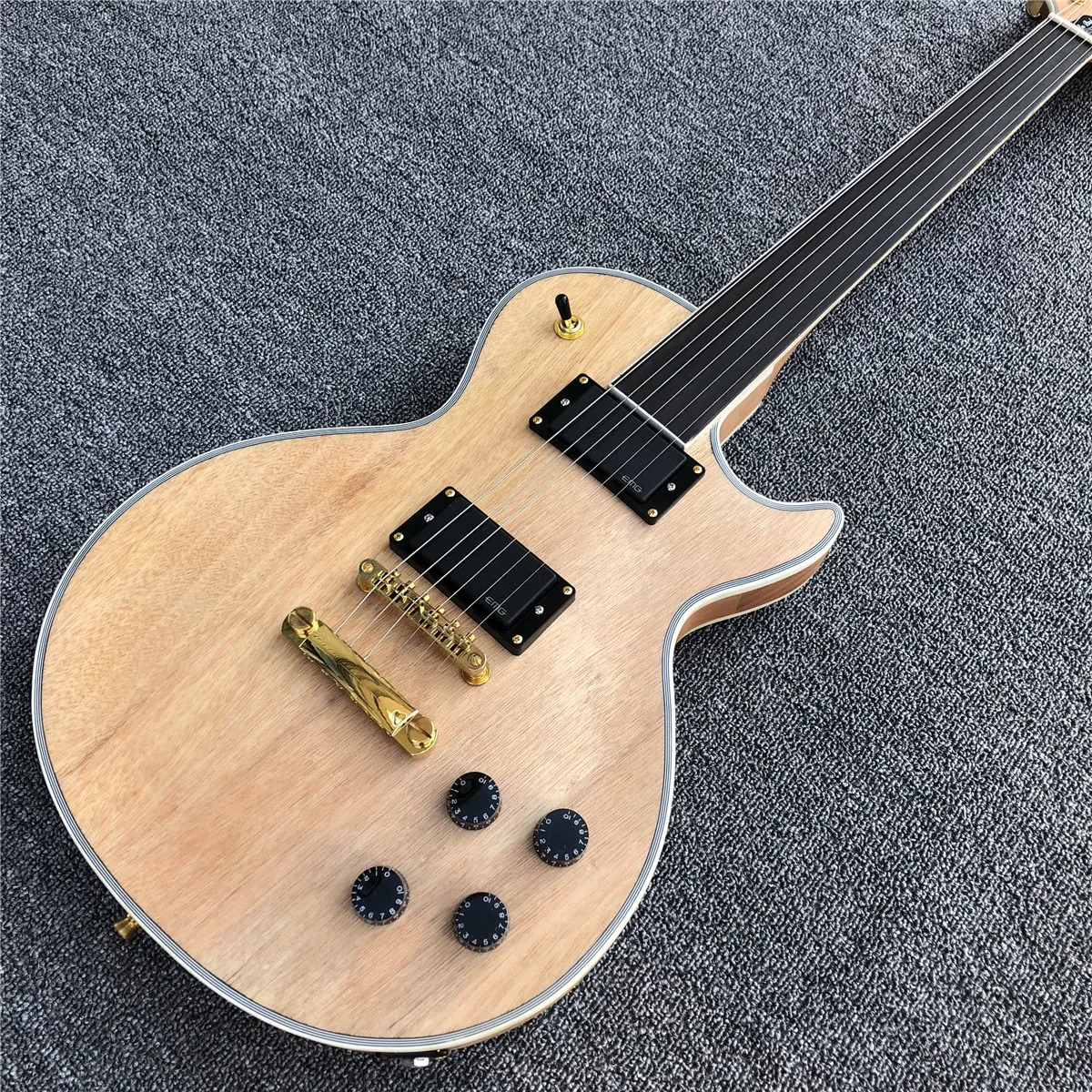 

Ebony Fingerboard Matte Natural Finished Electric Guitar with Gold Hardware,Free Shipping