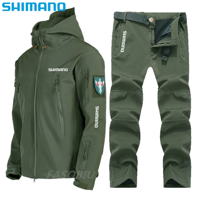

SHIMANO Men's Autumn Winter Fishing Clothing Windproof Mountaineering Fishing Suits Large Size Fishing Jackets Cozy Fishing Set