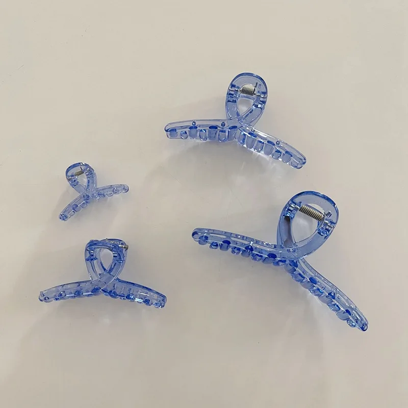 

Transparent Blue Acetate Hair Claws Clamps Large Geometric Hollow Square Cross Butterfly Hair Clip For Women Hair Accessories