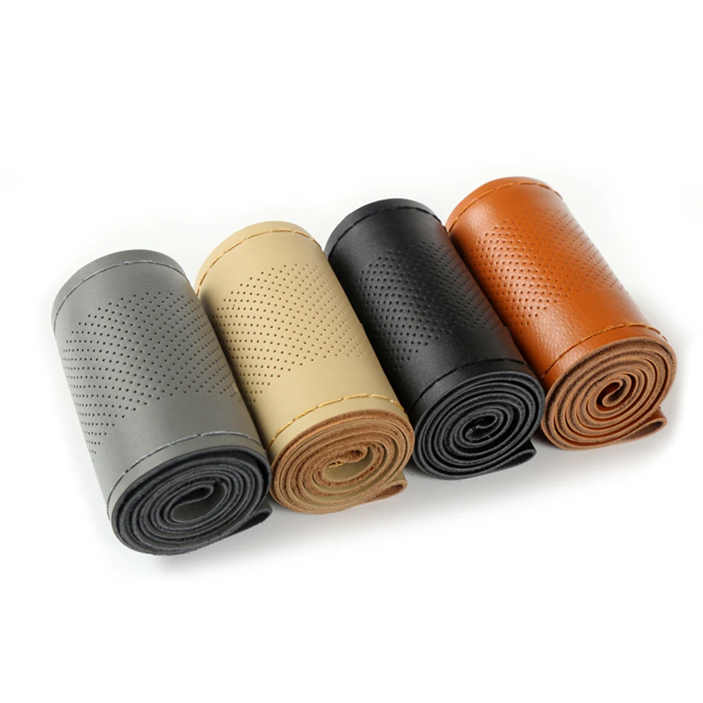 Нескользящая Автомобильная оплетка рулевого колеса из воловьей кожи аксессуары