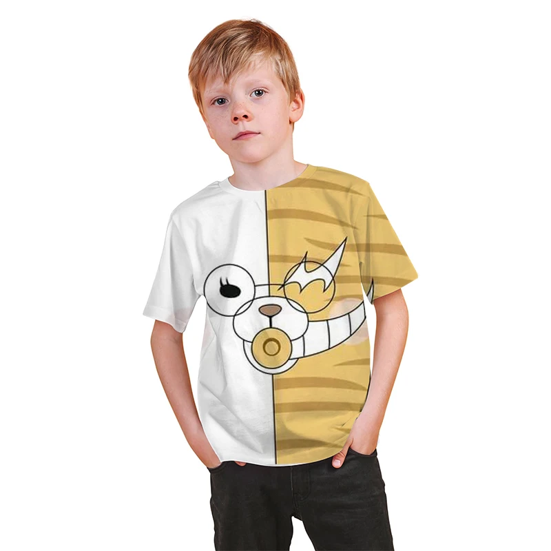 

4-14years Danganronpa Tshirt Cute Bear Monokuma 3D funny t Shirts Boys Girls 3D Clothes Balck White Anime T-Shirt Kid Clothes