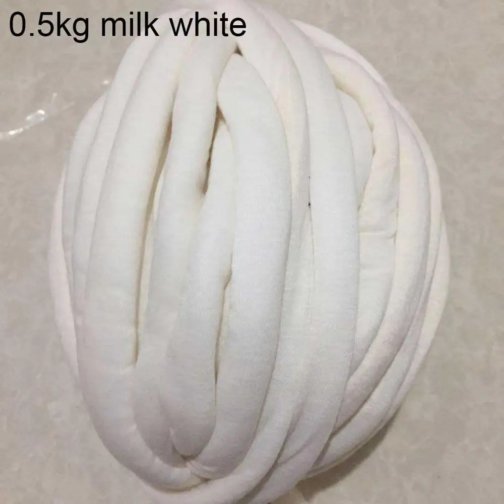 milk white 0.5kg 500 г толстая супер объемная пряжа для ручная вязка крючком, мягкая большая хлопковая пряжа для рукоделия, прядильная пряжа для одеяла - Цвет: milk white 0.5kg