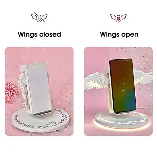 Angel Wings Qi Беспроводная зарядная док-станция 10 Вт 3,0 быстрое зарядное устройство Тип C для iPhone X XR 8 Plus Smasung S9 S10 Plus для huawei