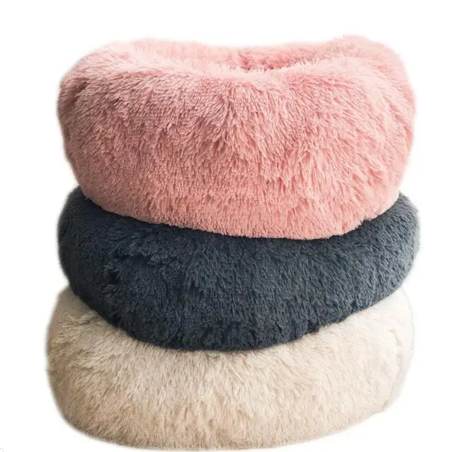 Круглый плюшевый домик для кошек мягкая длинная плюшевая кровать круглая собак