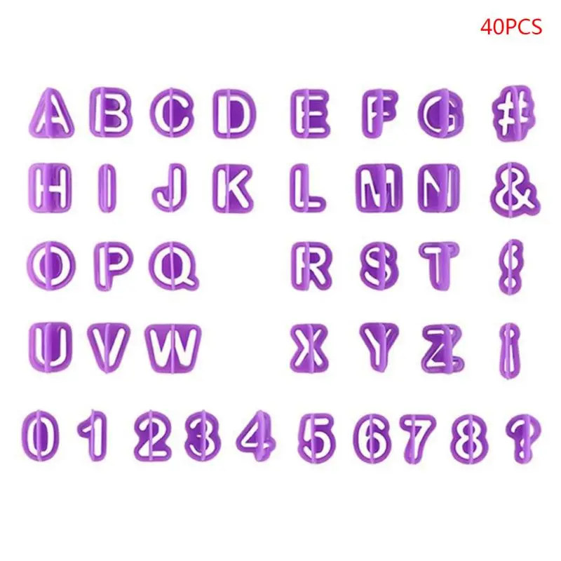 

N1HA 40pcs/set Letters Number Cake Decorating Cookie Mold Fondant Biscuit Cutter DIY Baking Tools