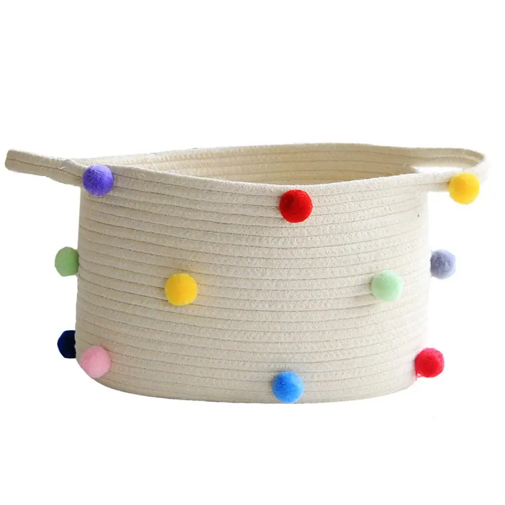 Складная корзина для хранения белья Ins стиль тканая хлопковая веревочная