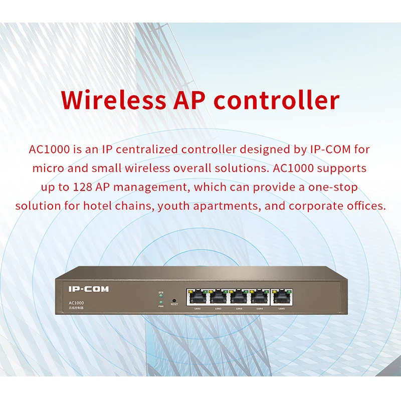IP-COM AC1000 AP контроллер 5 * Gigabyte RJ45 сетевой порт Максимум 128 APs управление электронная