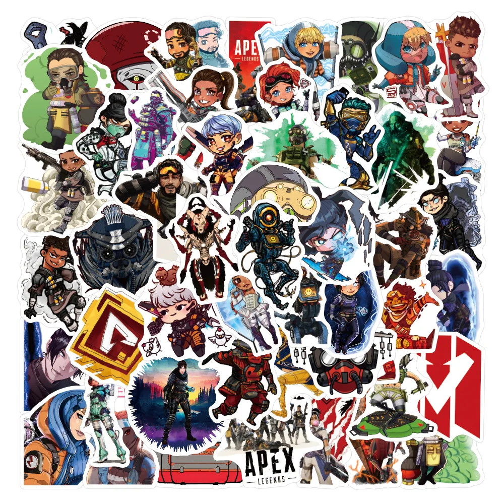 Juego de pegatinas de Apex Legends para ni&ntilde;os, pegatinas impermeables para montar en monopat&iacute;n, equipaje, port&aacute;til, guitarra, coche, pegatinas de dibujos animados para pared, juguete para ni&ntilde;os, 10/30/50 Uds.-0