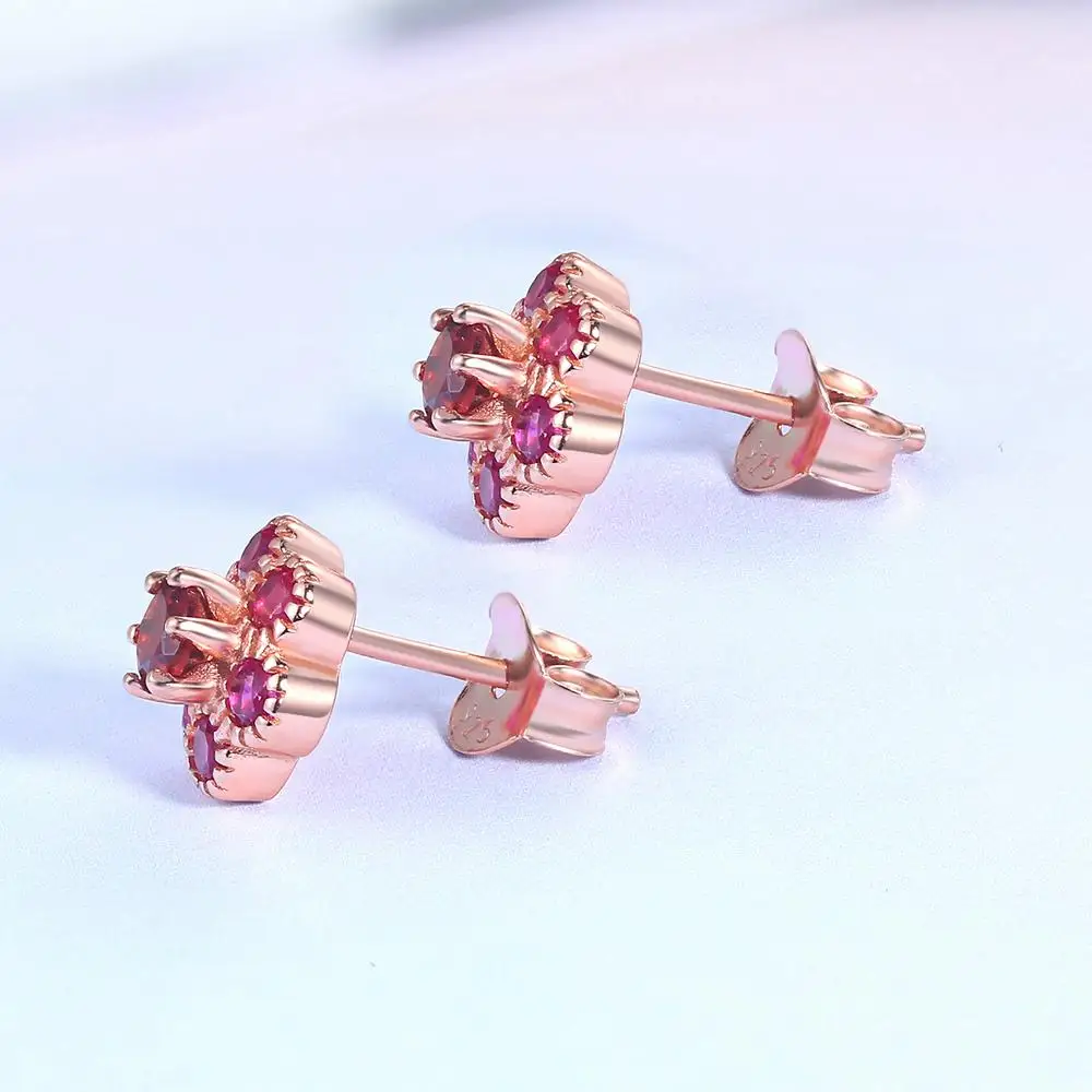 Женские серьги из серебра 100% пробы с натуральным красным
