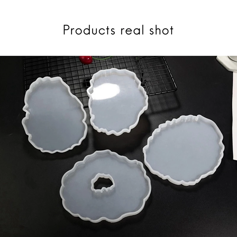 

Coaster Epoxy Mold Handmade Diy Crystal Epoxy Coaster Silicone Mold Set Decoration Tray Mirror