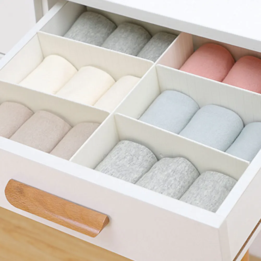 

6PCS Adjustable Separators Grid Clapboard Free Combination Plastic Drawer Dividers Partition Board For Kitchen Home Organizing