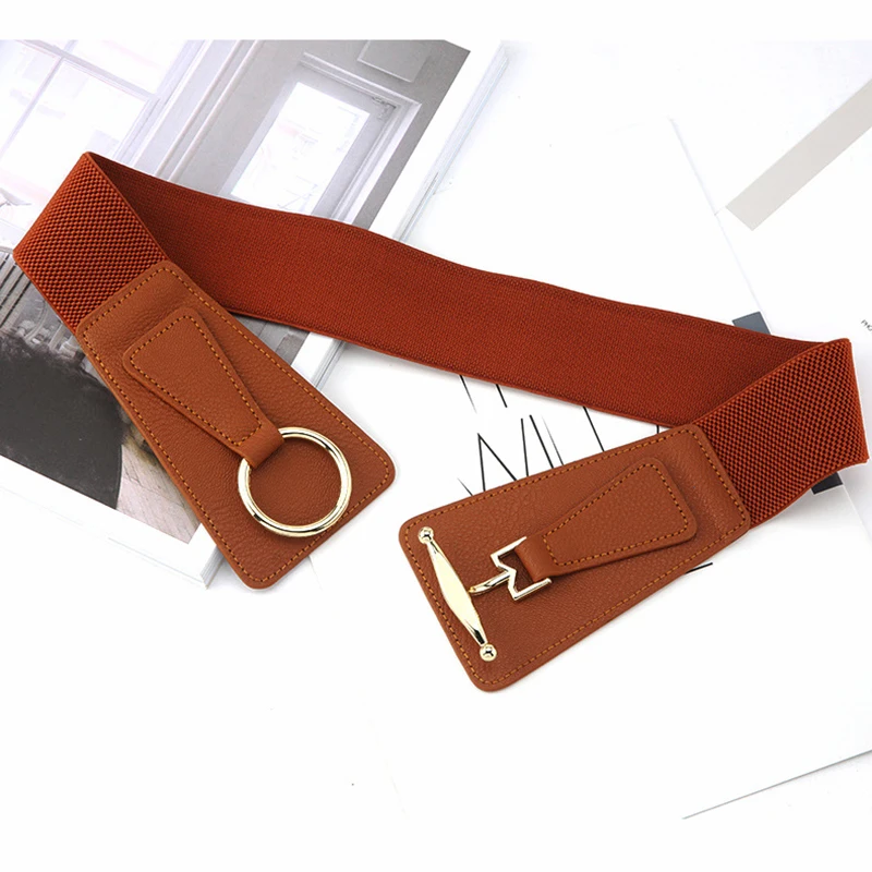

Punk Women Belts Corset Elasticity Waist Strap Retro Buckle All-match Coat Black Ladies Wide Harajuku Waistband