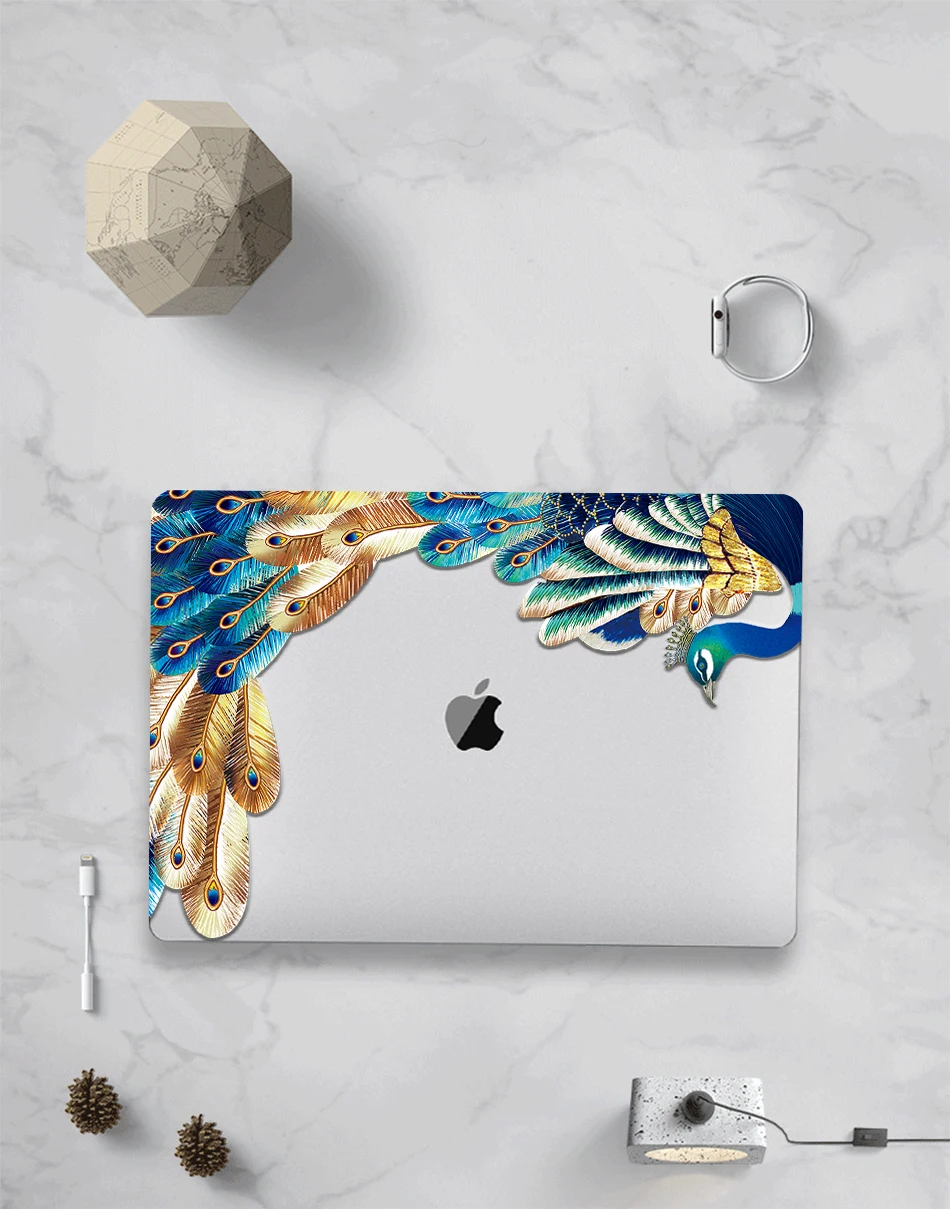 MTT Хрустальный чехол с перьями для Macbook Air Pro retina 11 12 13 15 дюймов с сенсорной панелью с принтом павлина Твердый Чехол 13,3 ''чехол для ноутбука