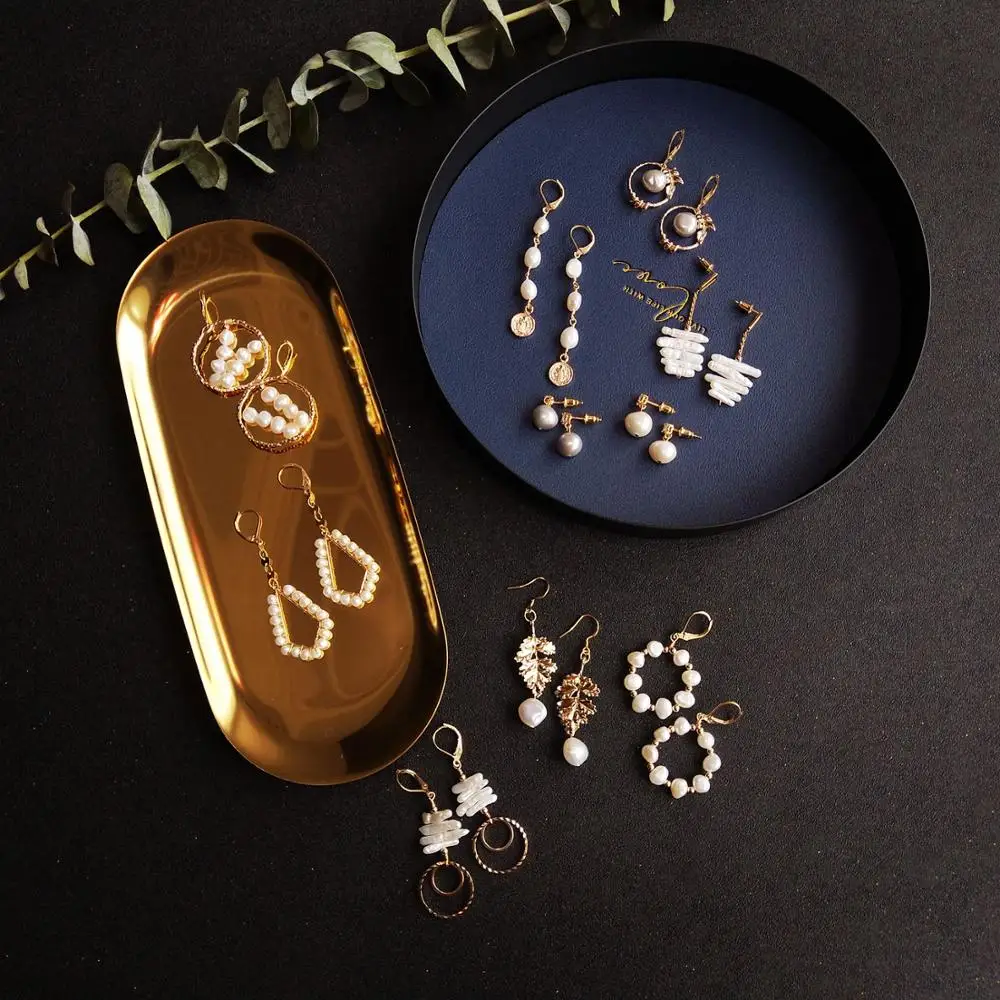 Lii Ji винтажные золотые длинные геометрические серьги капли пресноводные