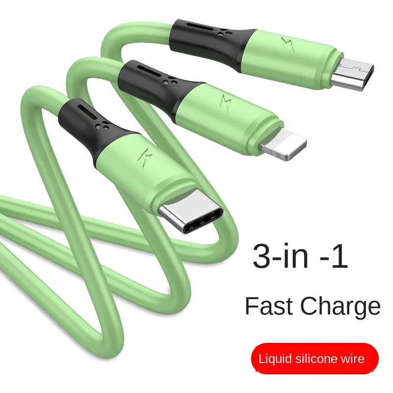 Кабель передачи данных три в одном один перетаскивание и линии быстрой зарядки
