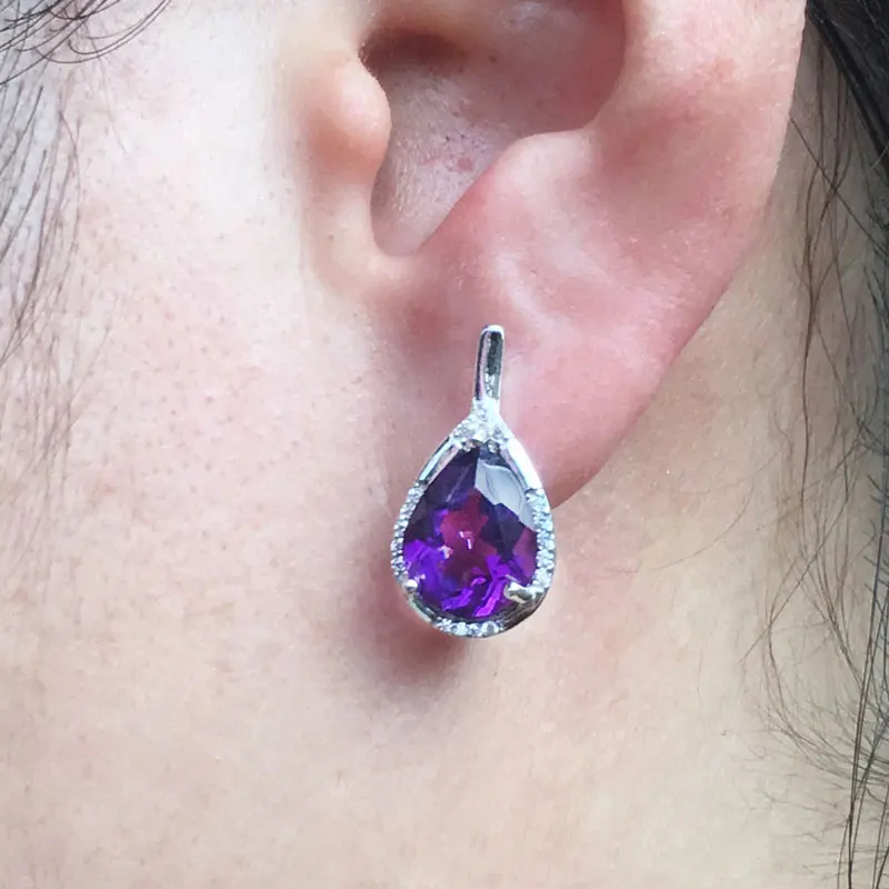 CSJ аметист кварц драгоценный камень Мода хорошие серьги Стерлинговое Серебро 925