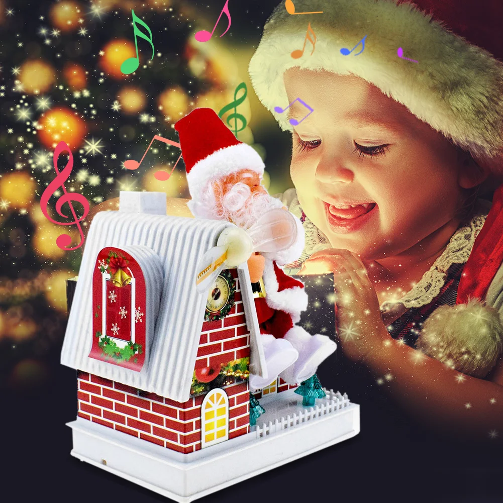 

Рождественская музыкальная игрушка в виде мельницы, Санта-Клауса, Рождественское украшение, украшение, подарки для детей, музыкальные вока...