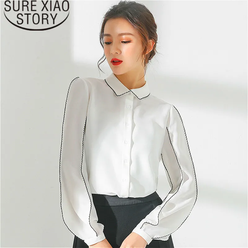 Женская блузка с пуговицами и воротником шифоновая длинным рукавом 2148 50 2020 |