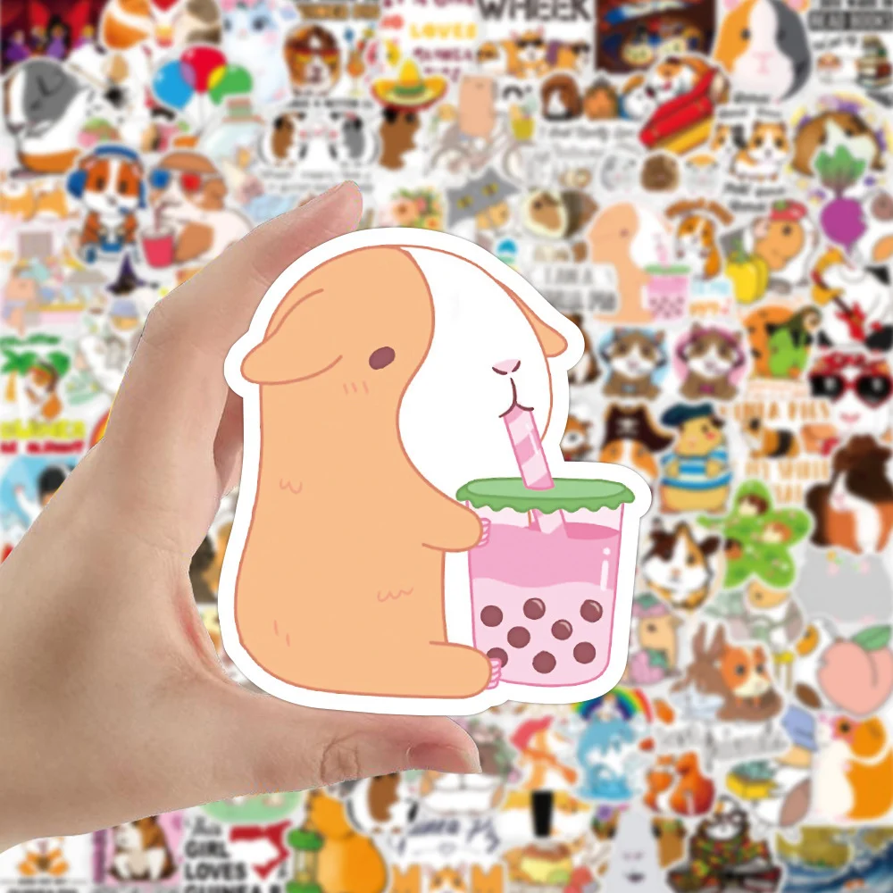 100Pcs Cute Animals Kawaii Guinea Pig Stickers Japanese Cartoon Hamster Sticker for Scrapbook Stationery Laptop Phone Decor - купить по