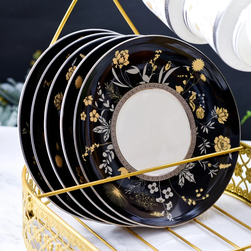 Роскошная круглая обеденная тарелка с цветочным рисунком в виде китайской кости