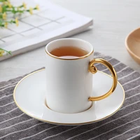 espresso coffee cup lovely cat tail cup white with gold line ceramics mug gift for woman colleague cat cup