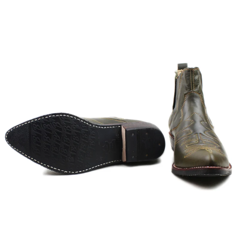 Ковбойские ботинки в западном стиле мужские с острым носком ручной работы из