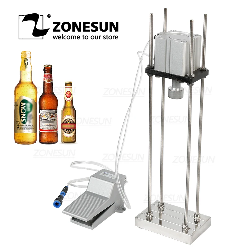 ZONESUN Pneumatic Beer Capping Machine Semi-automatic Cap Sealing Machine Manual Bottle Capper Commercial Bar Brewery