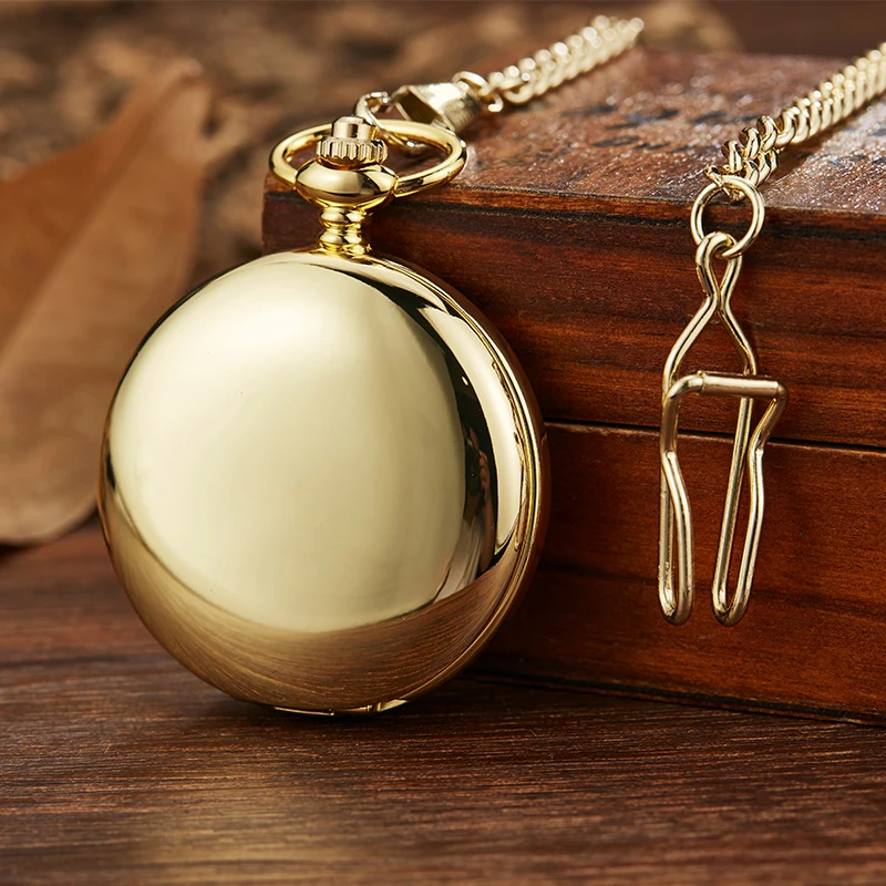 Карманные часы с механическим механизмом в стиле панк Череп золотистый