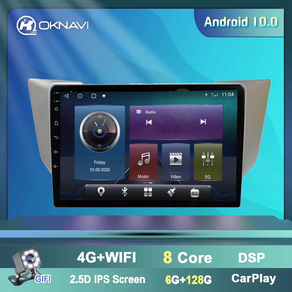 OKNAVI Android 9 0 и 10 FM BT автомобильный радиоприемник стерео аудио видео DVD плеер 4G Wifi для