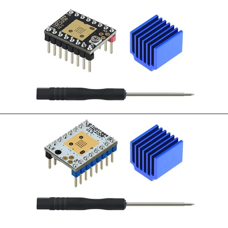 

Драйвер для шагового двигателя TMC2208 V3.0, бесшумная палочка, сменный драйвер с керамической отверткой для контроллера SKR V1.3