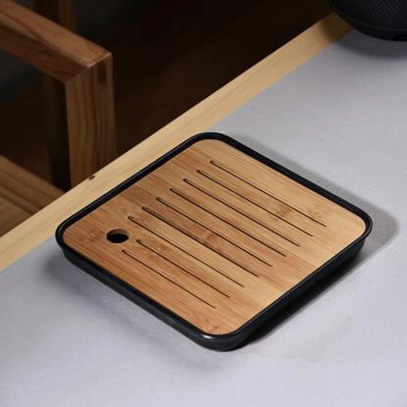 Мини поднос для чая керамика бамбуковый дренажный набор хранения воды чайный