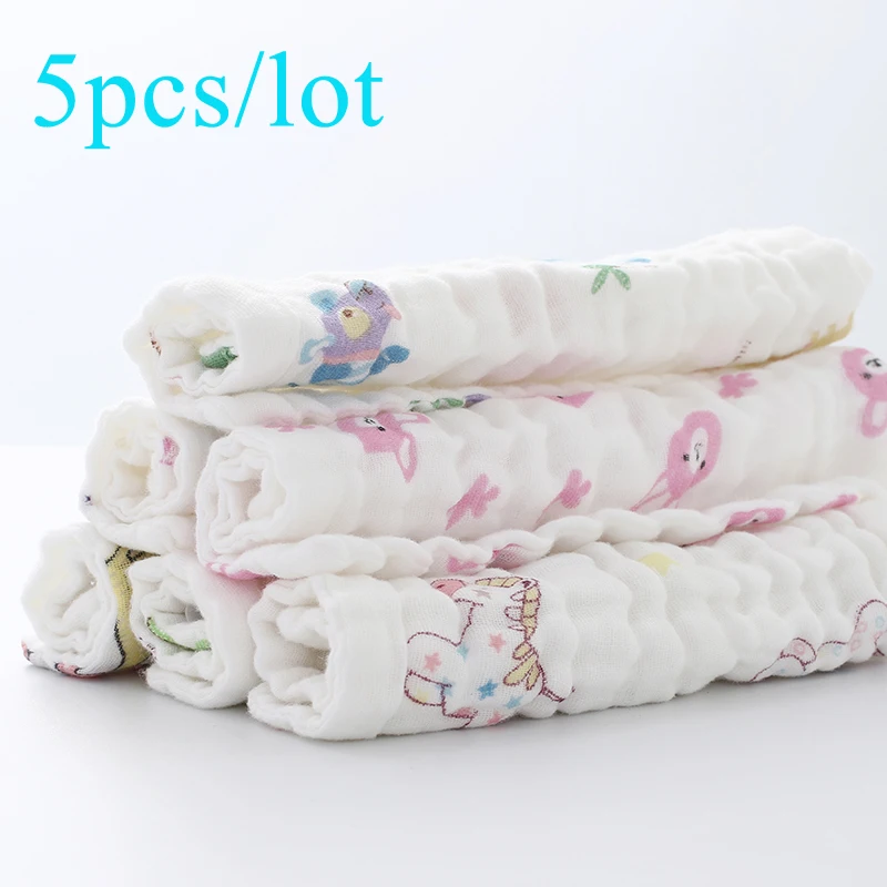 

5 шт./лот, хлопковый носовой платок для ребенка, квадратное полотенце с фруктовым узором, 23x23 см, милое мультяшное муслиновое полотенце для лица, протирка ткани