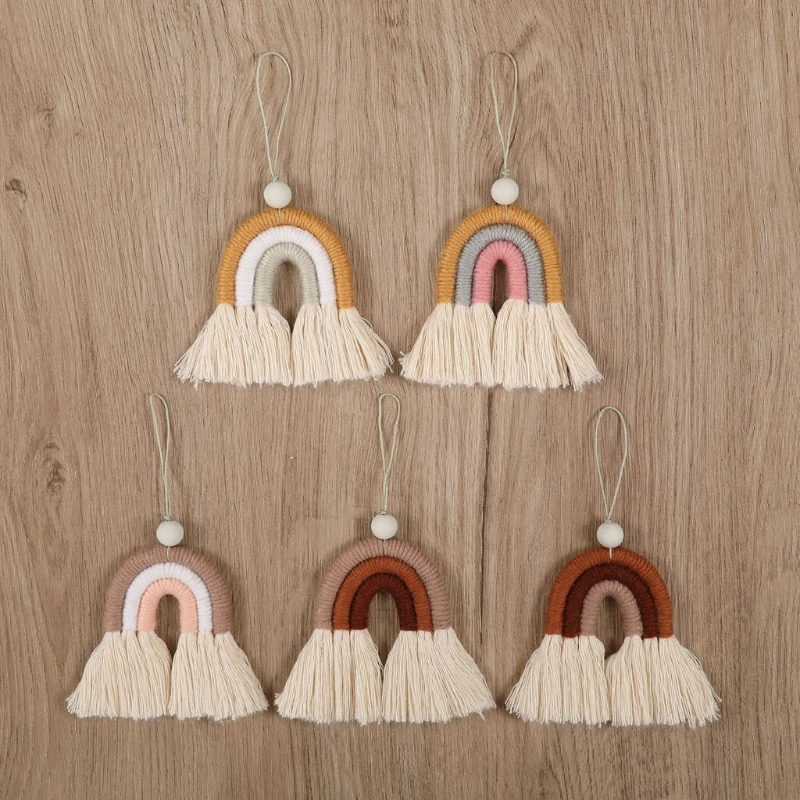 

1PC Handmade Rainbow Phone Strap Cotton Pendant Mobile Phone Straps Lanyard Key Ring Mobile Phone Accessories