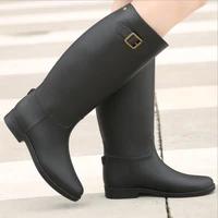punk style zipper tall boots womens pure color rain boots outdoor rubber water shoes for female 36 41 plus size