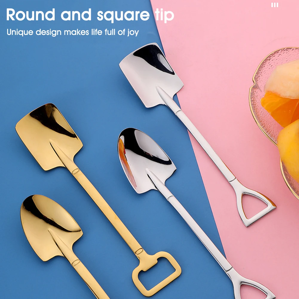 

Creative Retro Fruit Watermelon Spoon Stainless Steel Scoop Shovel Iron Dessert Spoon Summer Ice Cream Square Round Tip Spoon
