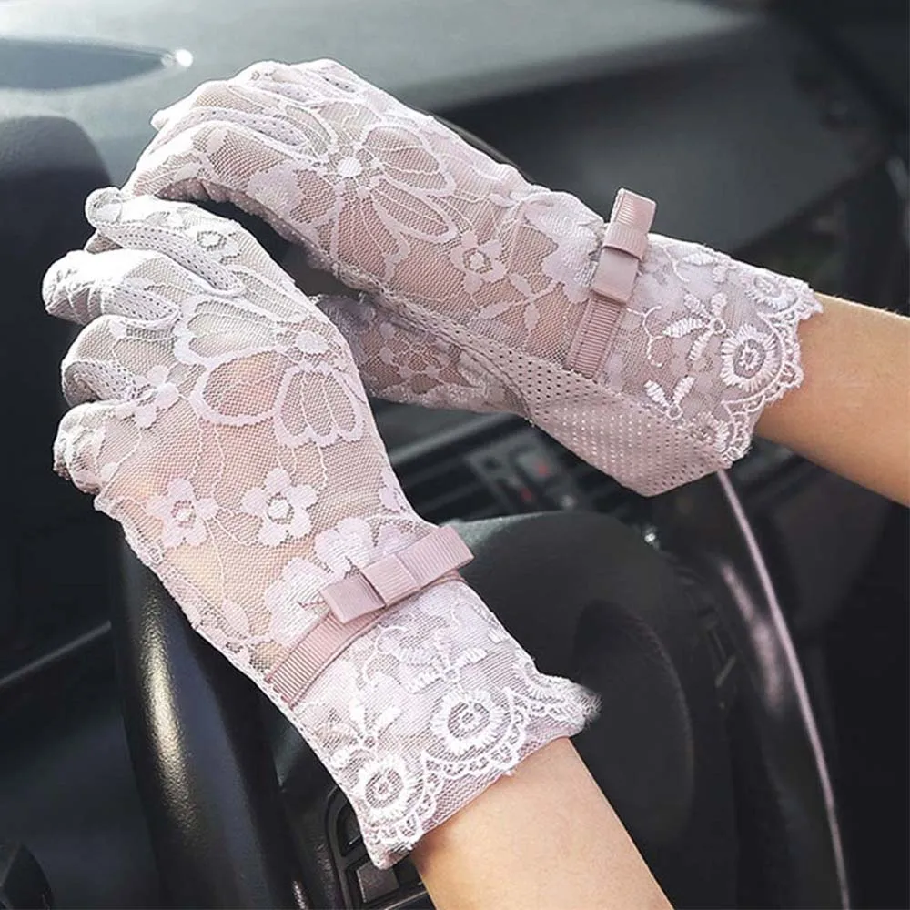 Hot Lace Faux Women Gloves Sexy Bride Fishnet Crochet Floral Summer Sun Protection Mittens Fashion Elegant Lady Driving Gloves