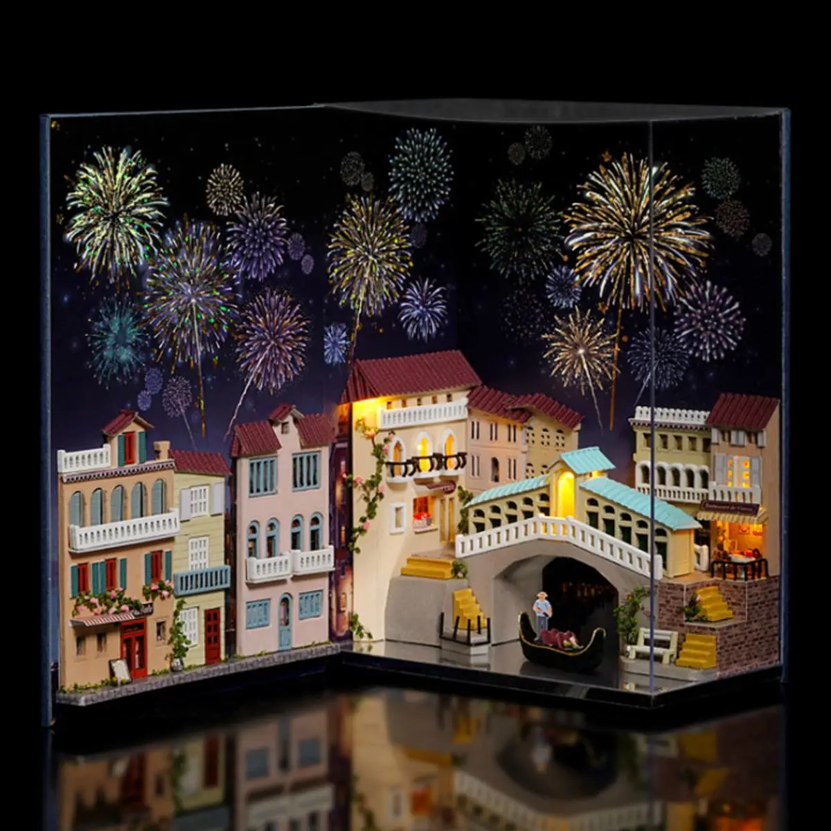 

Doll House Miniature Book Standing Series World Handcraft Wooden Resin Hot Air Balloon Water City Journal Birthday Gifts