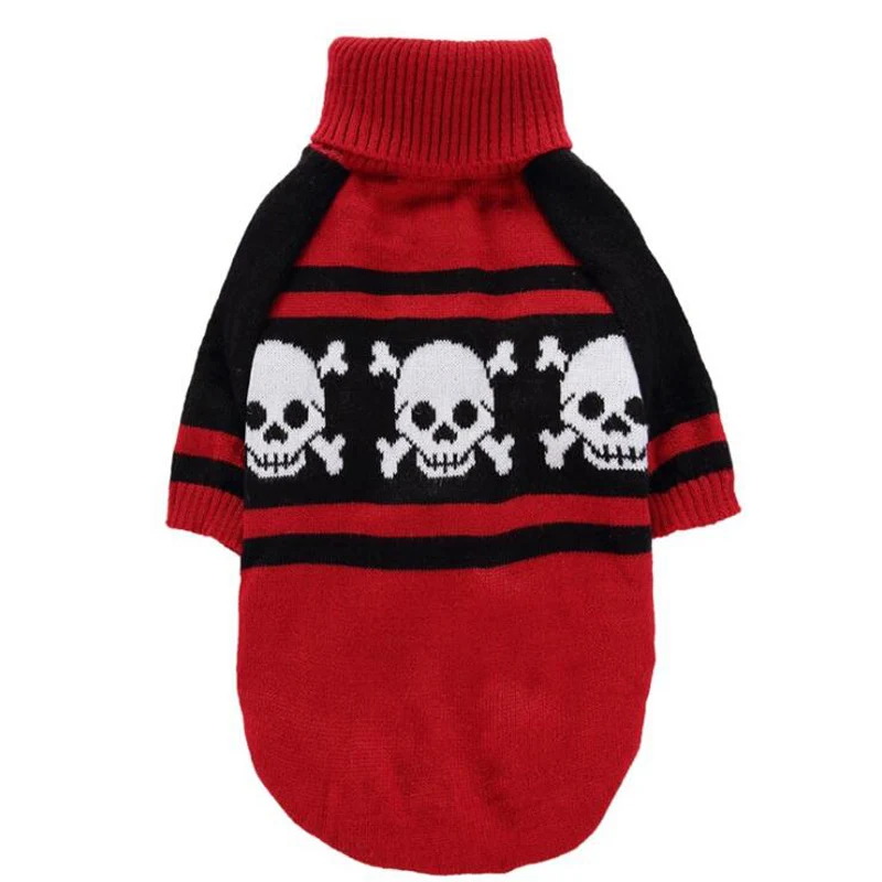 Свитеры для собак на Хэллоуин с принтом черепа Женская водолазка весны осени