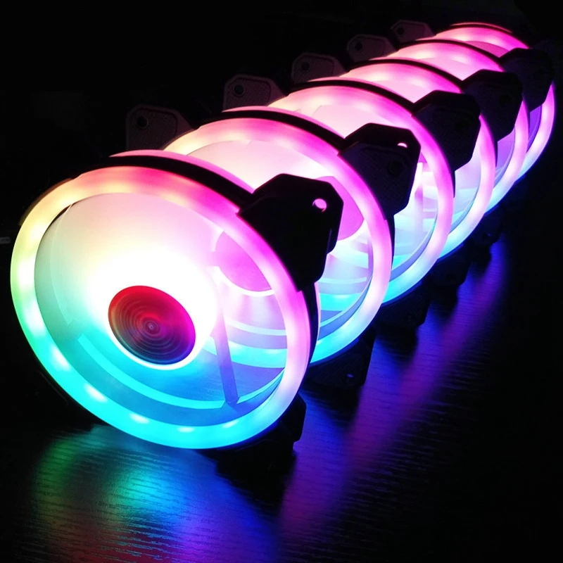 

COOLMOON for Ray II Chassis Fan Computer Internal and External Dual Aperture Luminous Fan Fan 120mm RGB Color 6 Packs