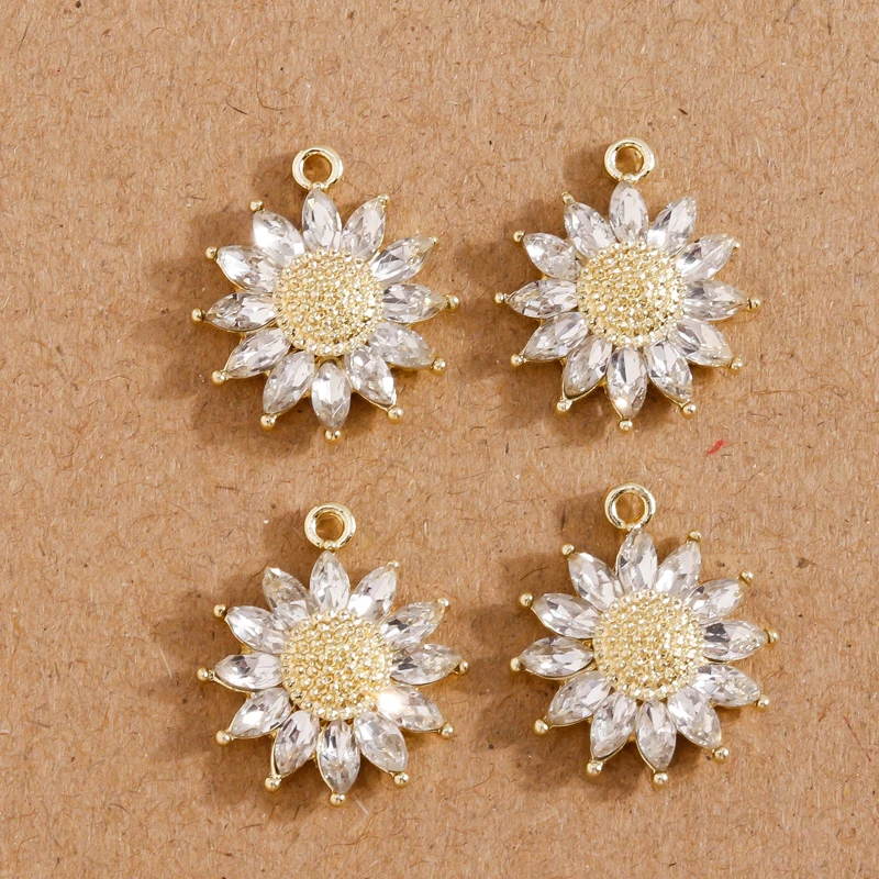 

4pcs 15*18mm Alloy Crystal Flower Charms for Jewelry Making DIY Fashion Necklaces Drop Earrings Pendant Handmade Jewelry Finding