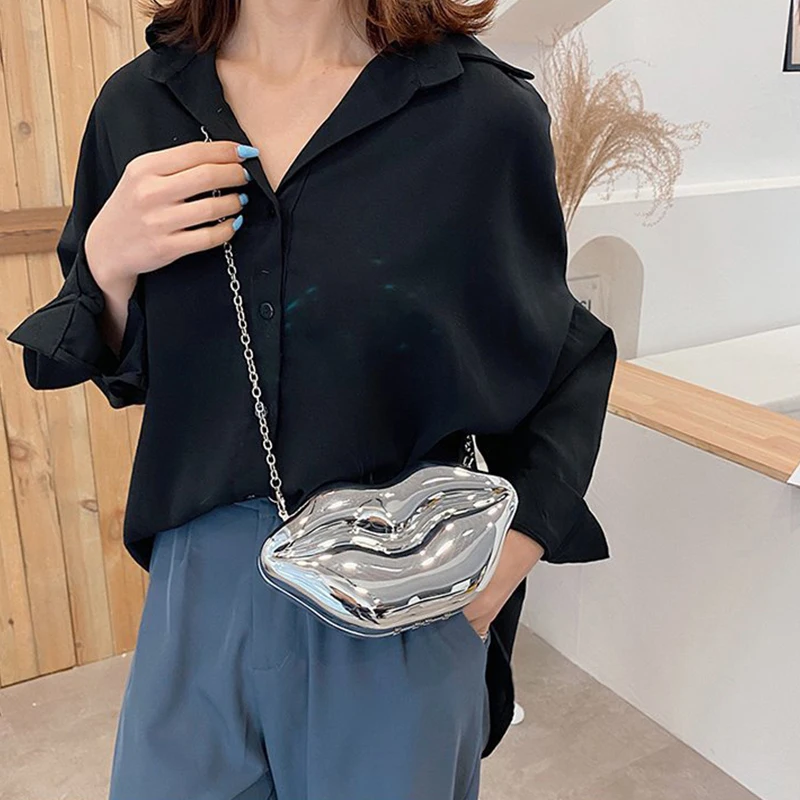 

Feminine Lip Crossbody Bag Women's 2021 New Solid Chain Shell Shoulder Bag for Woman Designer Dinner Hard Messenger Bag Women